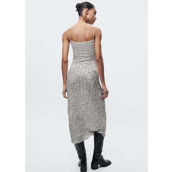 Zara SEQUIN SLIP DRESS ZW COLLECTION - Picture 9 of 16
